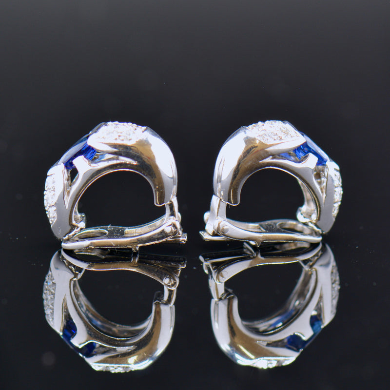 Blue Sapphire & Diamond Clip-on Earrings (1.73cts)