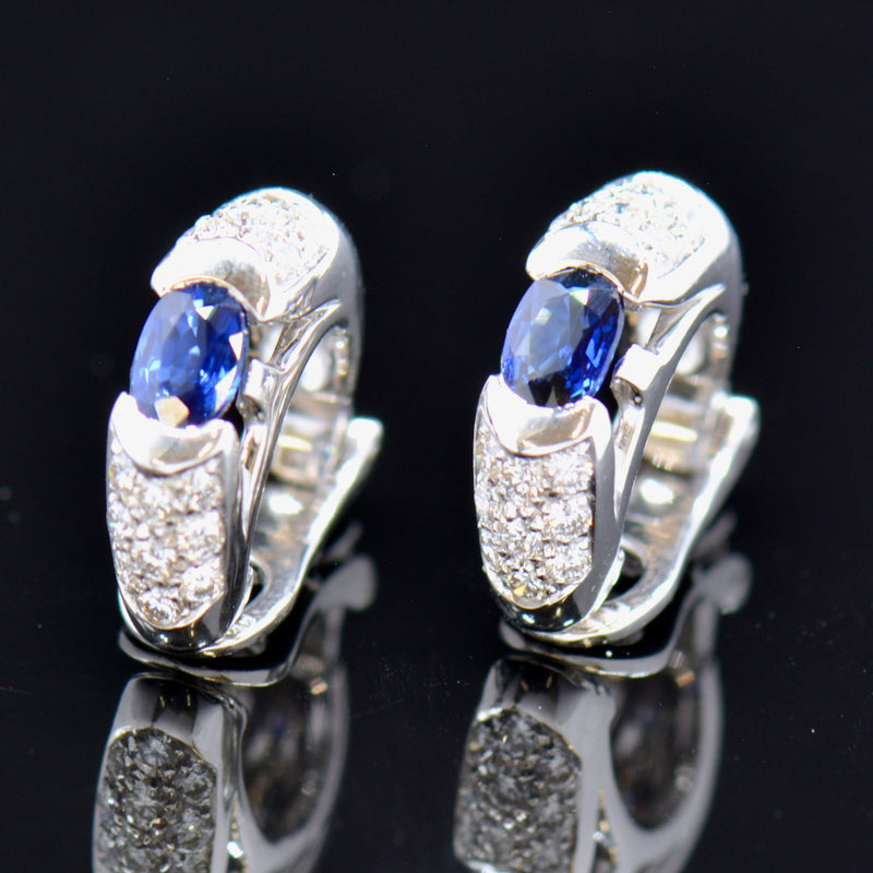 Blue Sapphire & Diamond Clip-on Earrings (1.73cts)