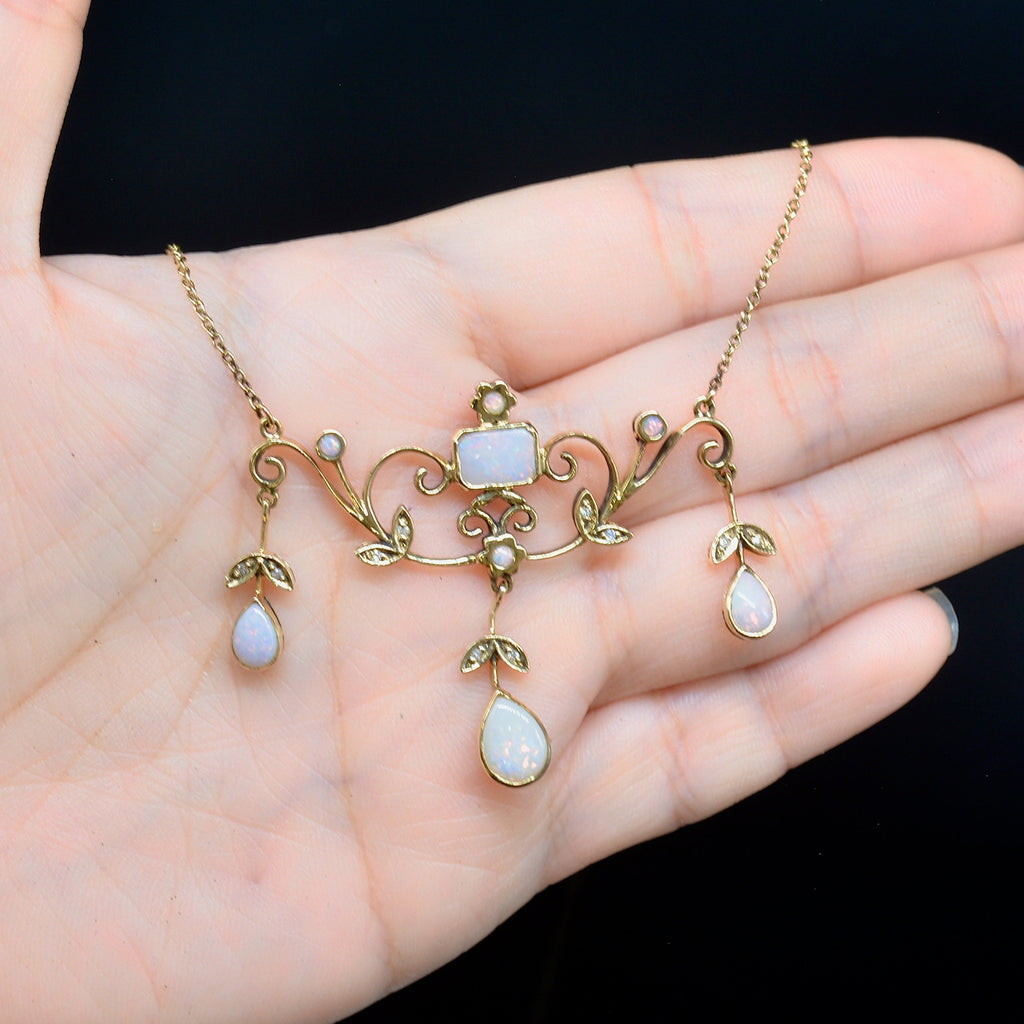 Graduated Opal Bead Necklace (854A) | The Antique Jewellery Company