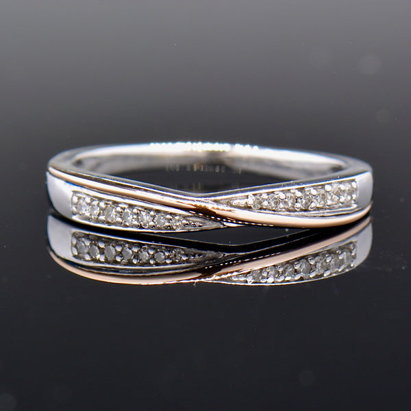 18CT White & Rose Gold Two-Tone Diamond Wedding Band