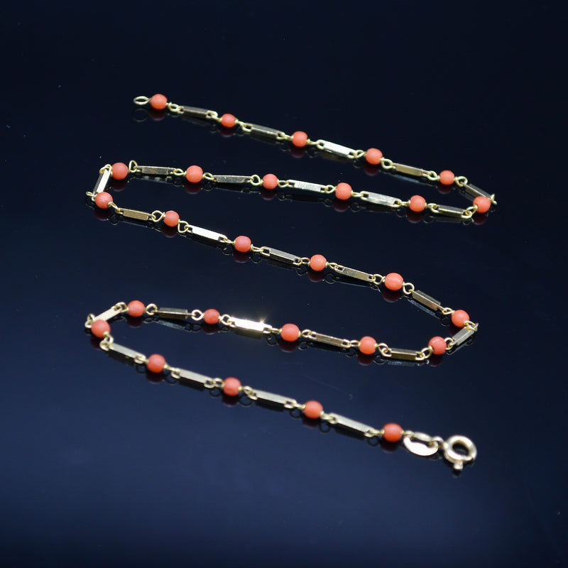 Vintage coral bead on sale necklace