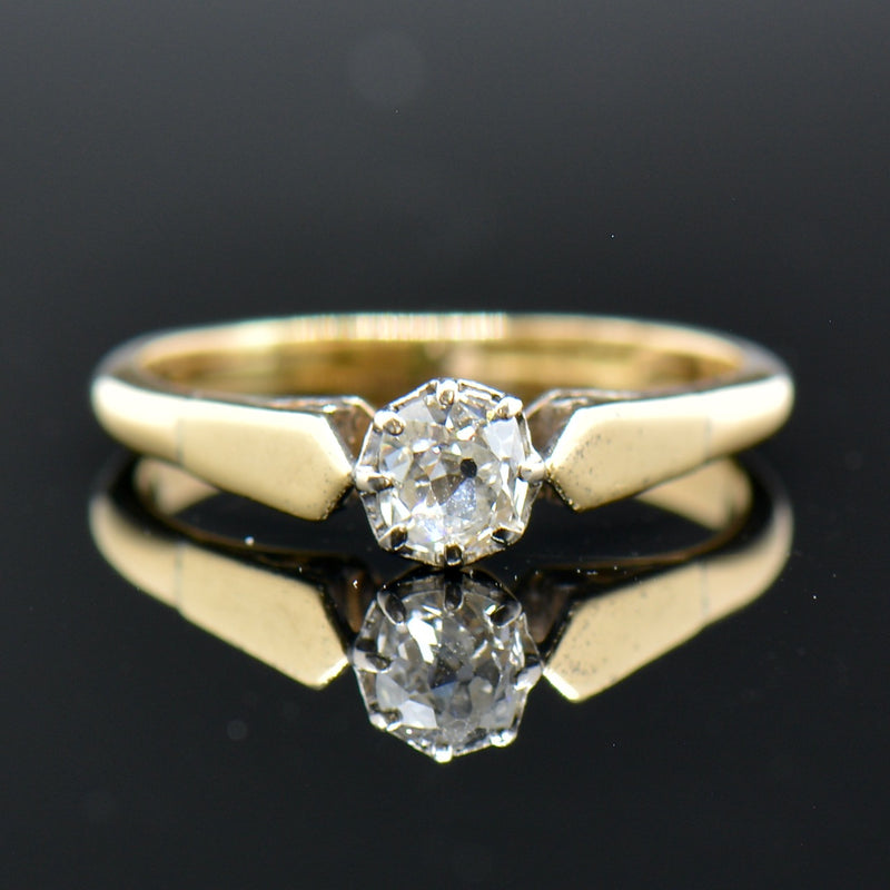 Mine cut diamond hot sale engagement ring