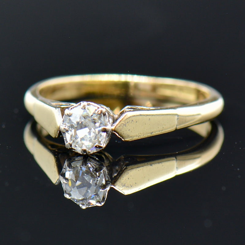 Antique 18CT Yellow Gold & Platinum Old Mine Cut Diamond Engagement Ring