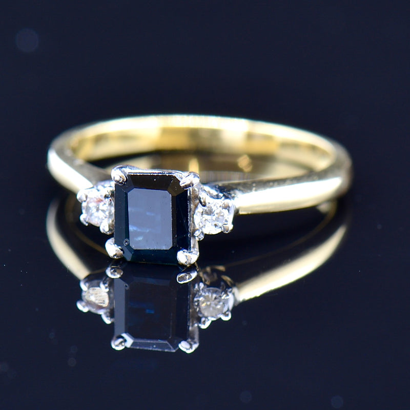 Vintage Sapphire & Diamond Trilogy Engagement Ring