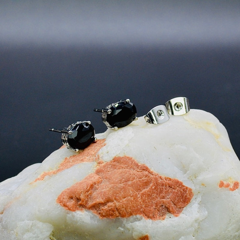 Natural Black Spinel Sterling Silver Earrings