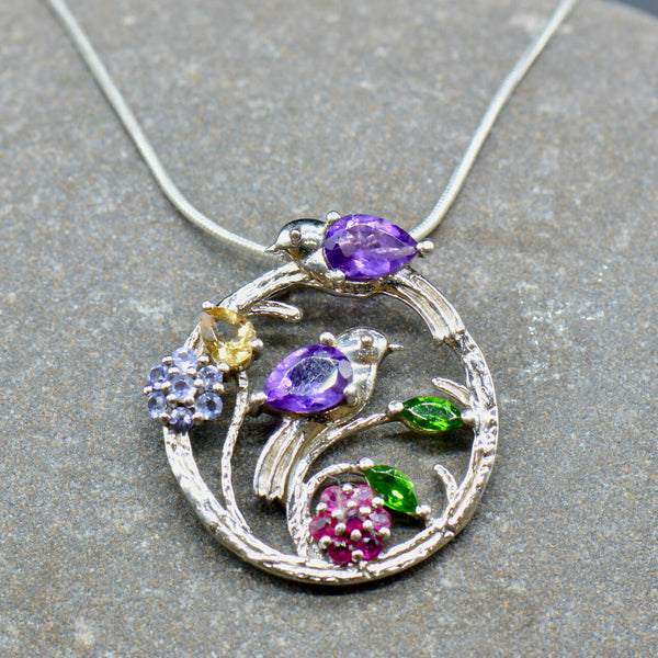 Multigems Tanzanite Ruby Amethyst Diopside Citrine Necklace Set