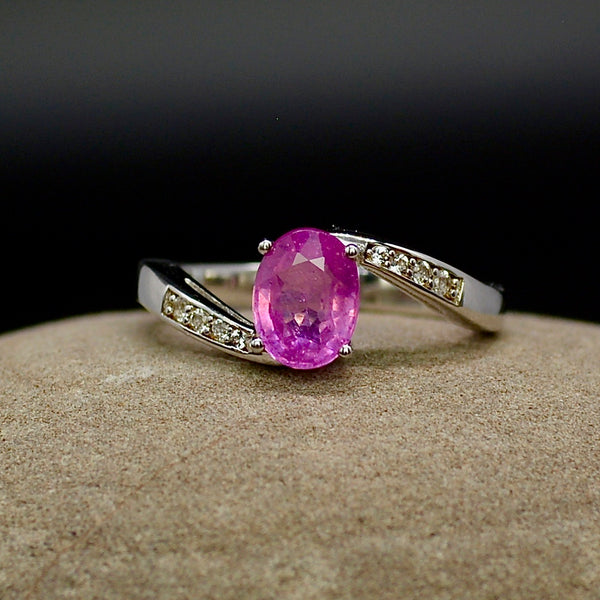 Sapphire Llakaka Hot Pink and White Topaz Sterling Silver Ring