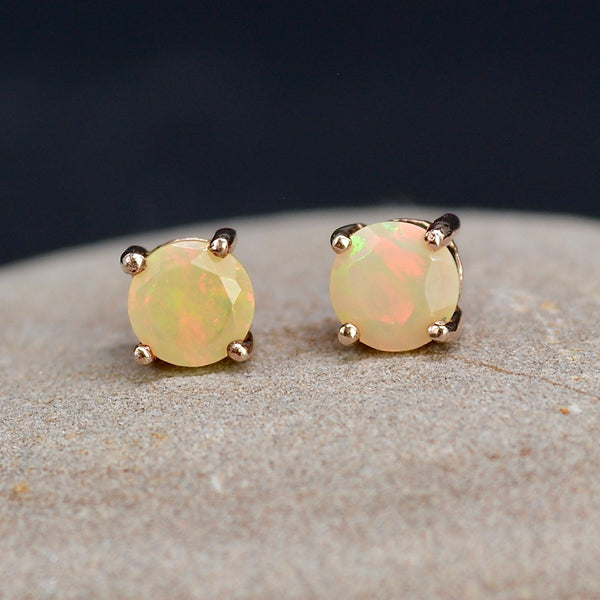 Ethiopian Opal Rose Gold Plated Sterling Silver Stud Earrings