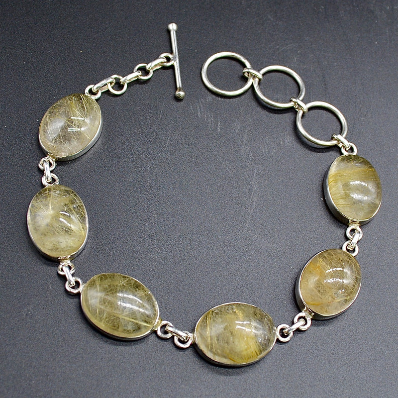 Silver rutilated hot sale quartz bracelet