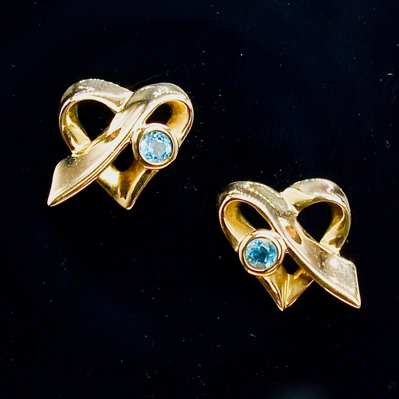 9CT Yellow Gold Topaz Heart Shaped Earrings