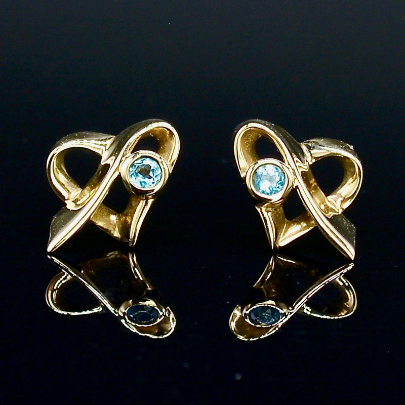 9CT Yellow Gold Topaz Heart Shaped Earrings