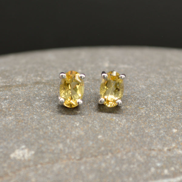 Citrine Sterling Silver Minimalist Stud Earrings