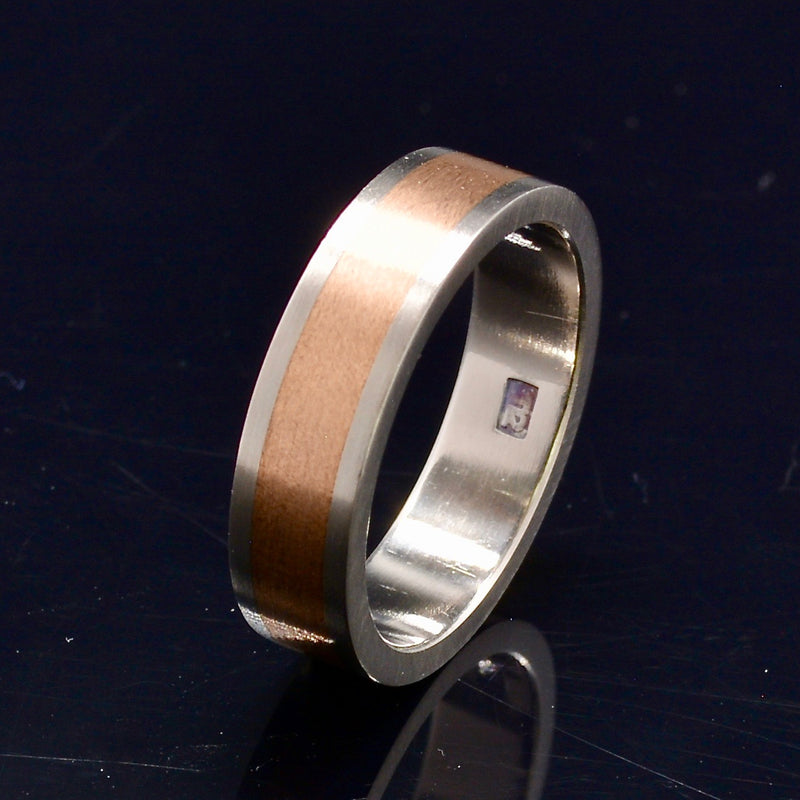 Titanium & Rose Gold Plated Two-Tone Ring Band