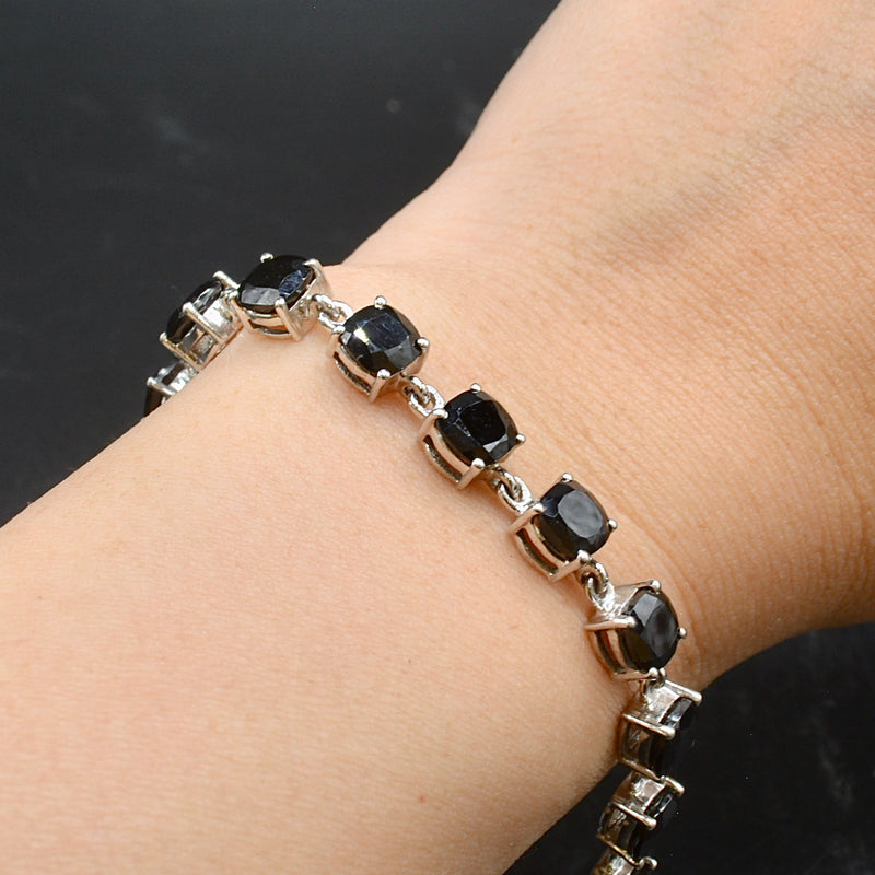 Natural Black Spinel Brilliant Tennis Bracelet