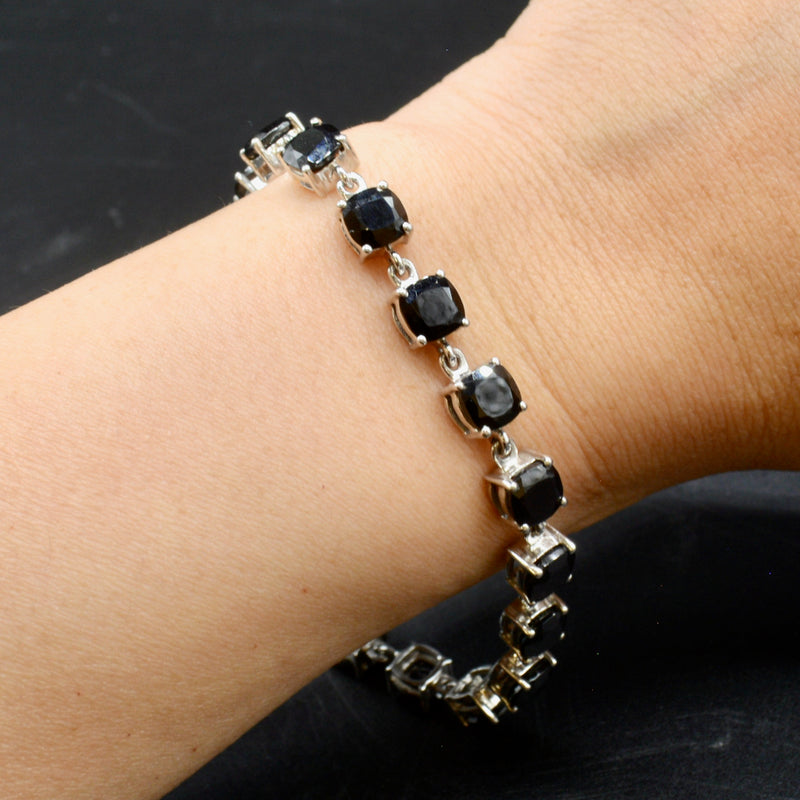 Natural Black Spinel Brilliant Tennis Bracelet