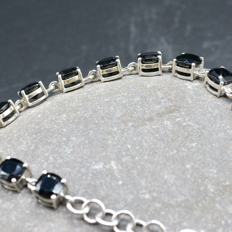 Natural Black Spinel Brilliant Tennis Bracelet