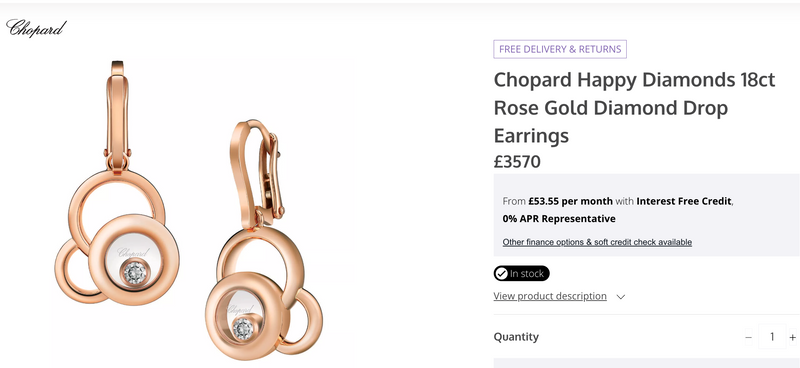 Chopard Happy Diamonds 18CT Rose Gold Diamond Drop Earrings (Preowned)