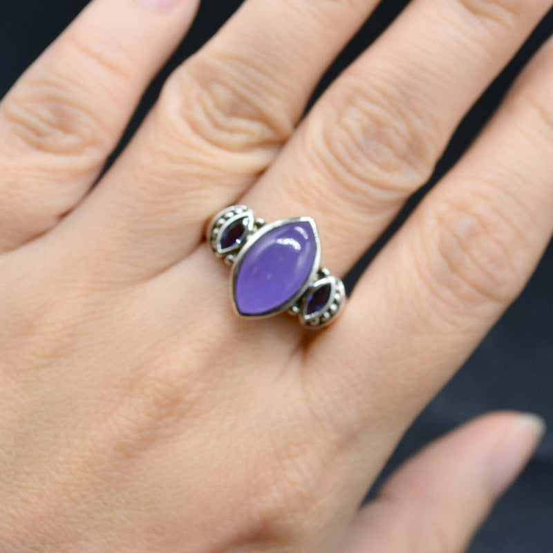 Lavender Jade and Iolite Sterling Silver Ring