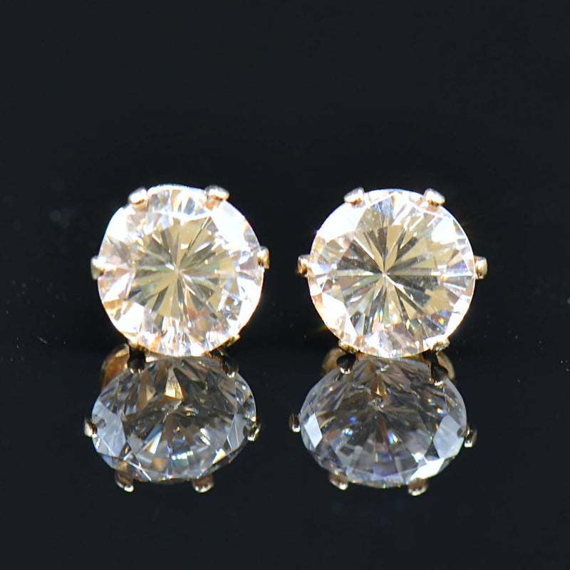 9CT Yellow Gold CZ 6mm Stud Earrings