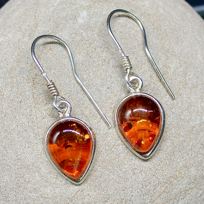 Silver hot sale amber earrings