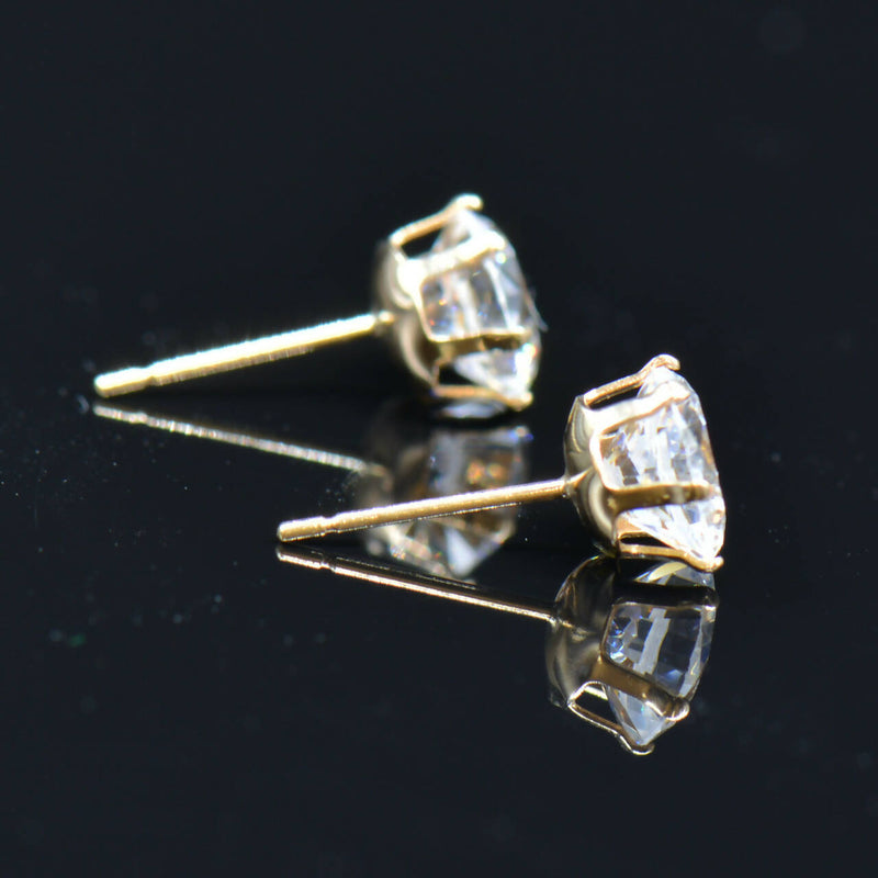 9CT Yellow Gold CZ 6mm Stud Earrings